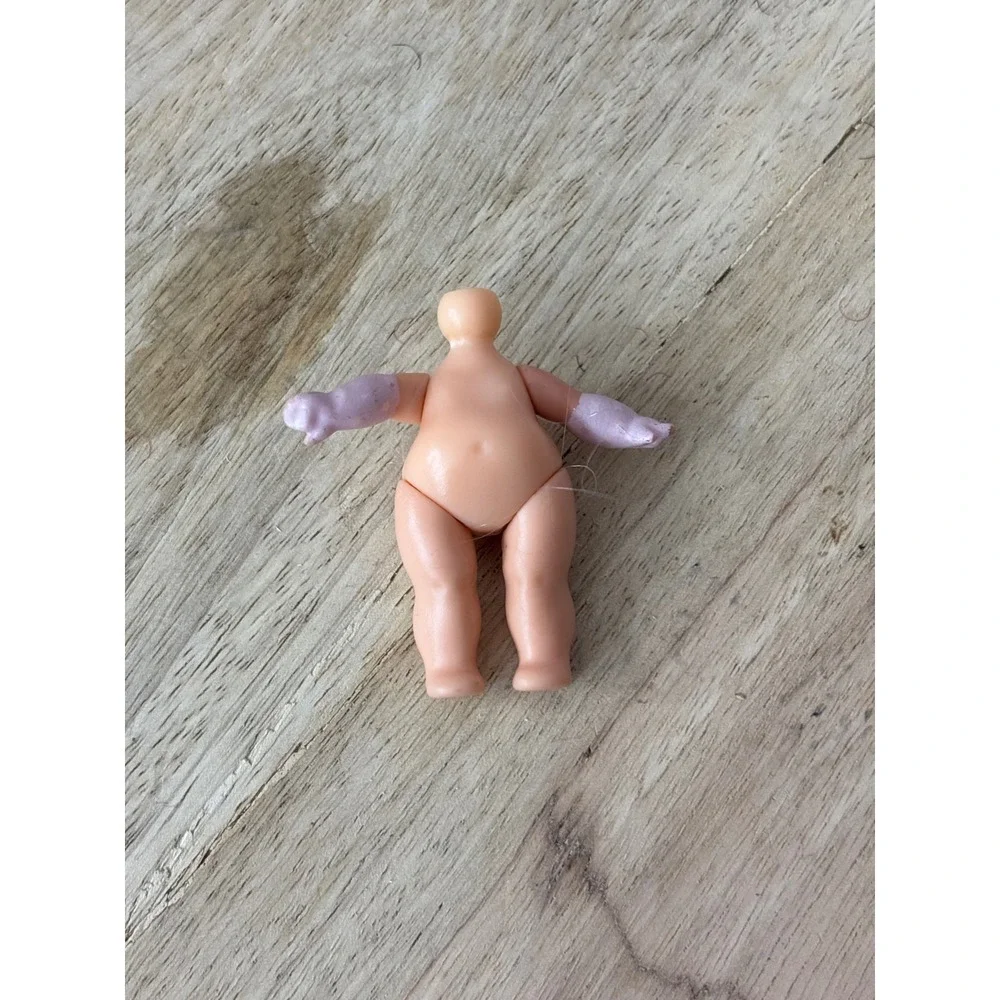 Miniature Plastic Doll Body Peach Purple Gloved Hands 2 Inch DIY OOAK Repair
